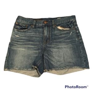 J. Crew Ripped Indigo Denim Shorts W/ Frayed Edge